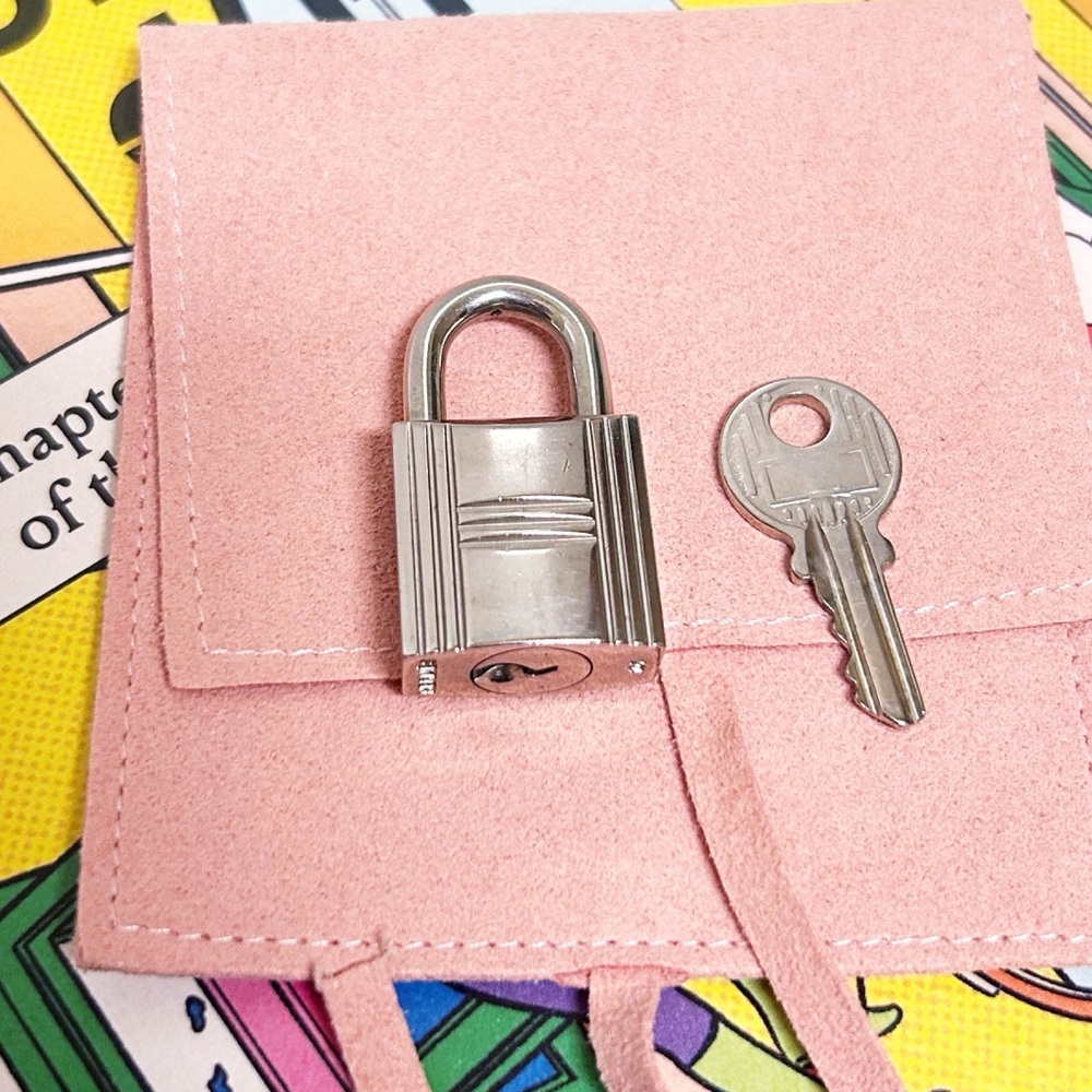 Authentic Hermes Silver Cadenas H Padlock & Key Charm